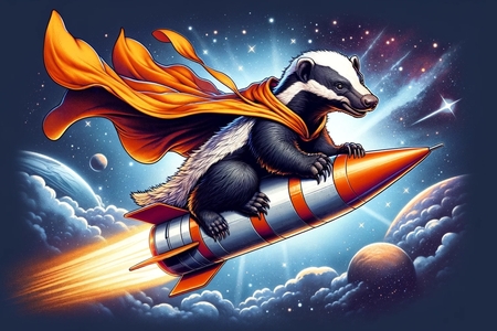 Honeybadger on a rocket